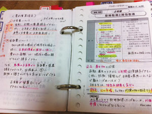 直前期は命の次に大事な「スパイラルカード」。写真は苦手な民法のカードです。加工して、自分だけのカードを作りました。