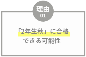 「2年生秋」に合格できる可能性
