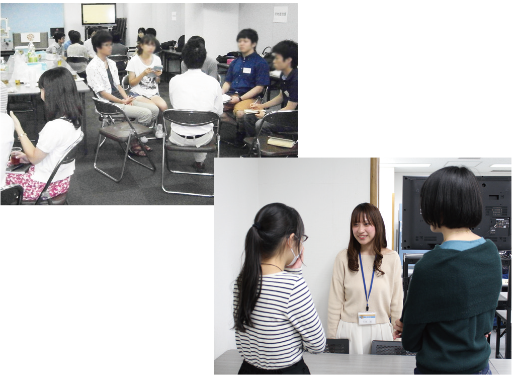 ホームルームや懇親会で同じ目標を持つ仲間ができます。スタッフも仲間づくりをサポートします。