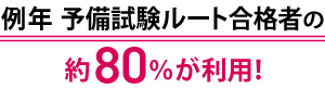 例年予備試験ルート合格者の 約80％が利用！