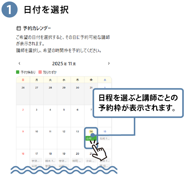 ①日付を選択